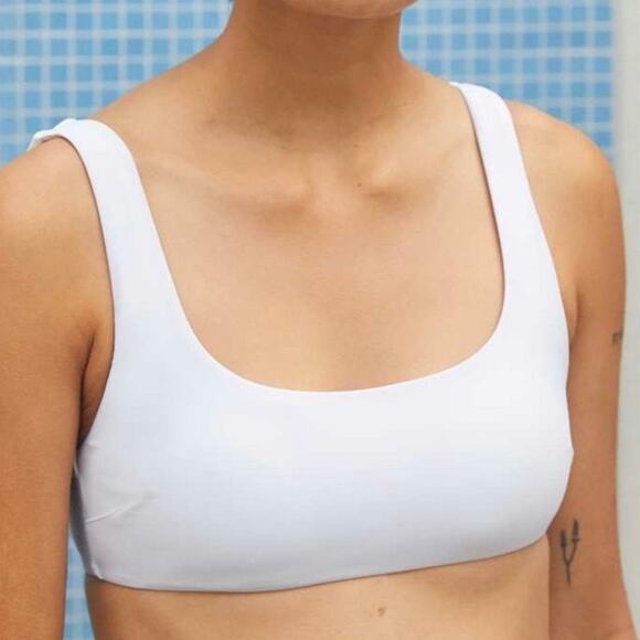 Aerie White Wide Scoop Neck Bikini Top Size Large - Picture 4 of 12